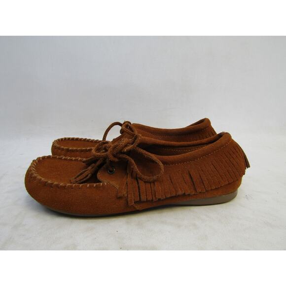 Minnetonka Womens Size 9 Brown Suede Fringe Ankle Fashion Boots Bootie - Picture 1 of 11